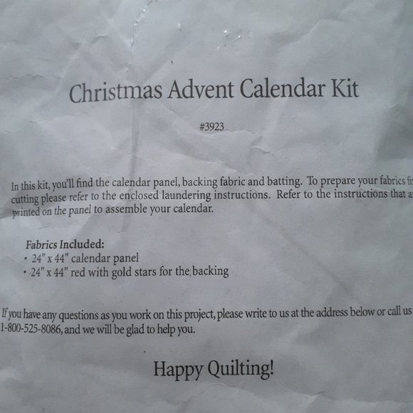 Keepsake Quilting Christmas Advent Calendar Kit #3923 - Picture 4 of 16